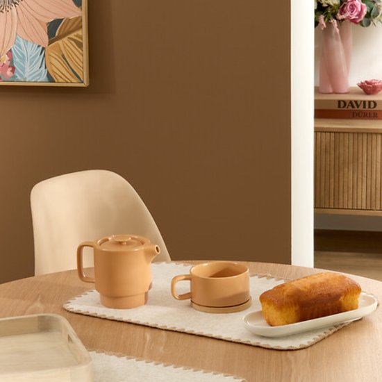 Secret de Gourmet Teapot Penang - Ceramic - with cup - ochre - 10 x 15 cm