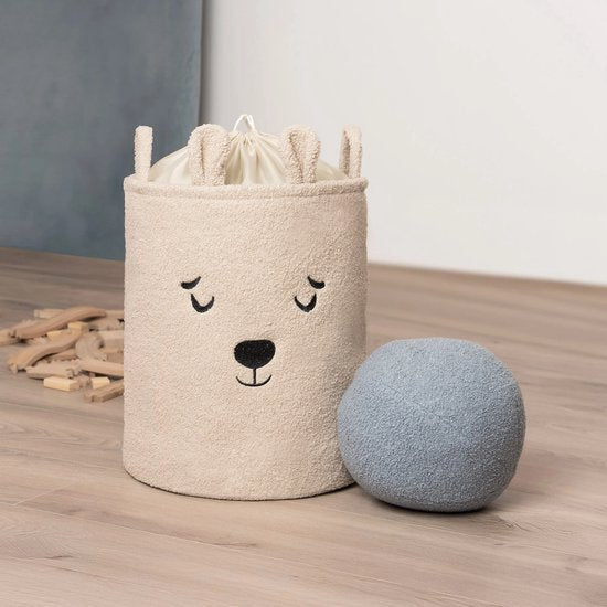 SIPO Toy Baskets Bouclé – Set of 2 – Bear/Cat Design – 43 L – Beige/Pink
