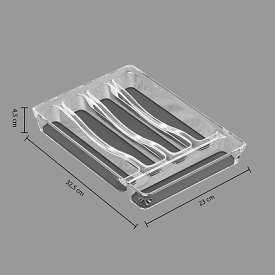 Tidy Smart besteklade organizer met 5 vakken – set van 2, anti-slip, grijs – foto 2