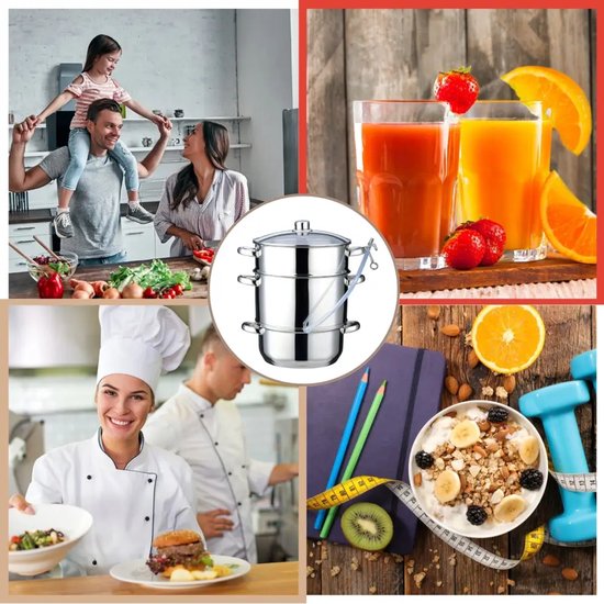 Klausberg Steam Juicer for Fruit & Vegetables - Induction Suitable - Juicer with Tube - 8L - Stainless Steel - Ø26cm - Silver