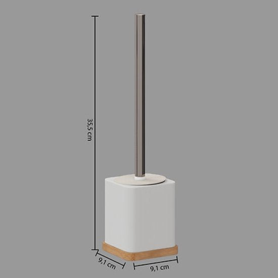 Natureo Bathroom Accessory Set - Luxury Bathroom Set - Bathroom Accessories Set - Toilet Brush - Toothbrush Holder - Soap Dispenser 300 ml - Polyresin / ASH - White