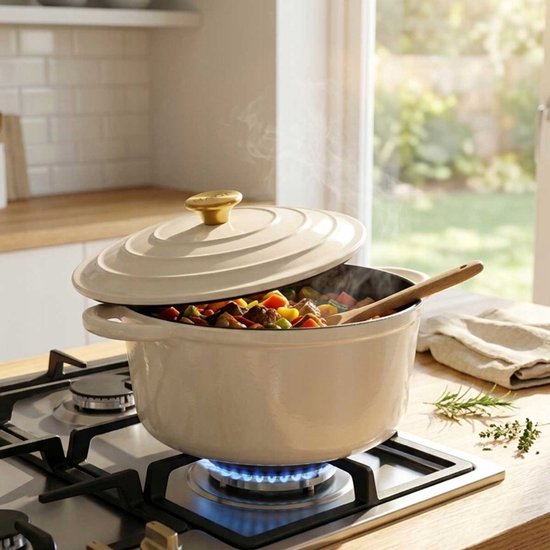 Cocotte en fonte émaillée HAGE 2 6 cm 5L Crème