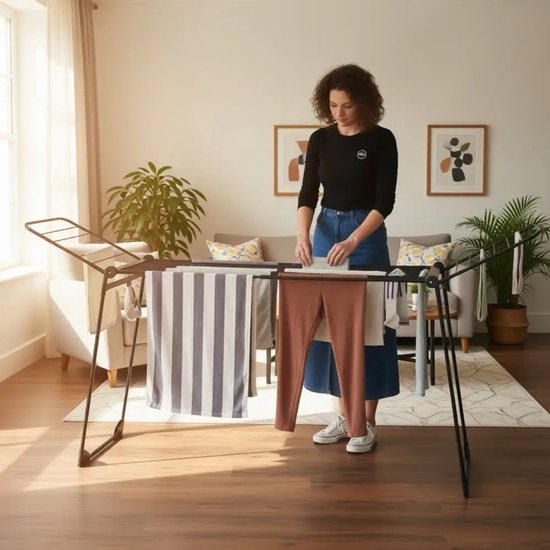 Kinghoff Opvouwbaar Droogrek XXL – Tot 25 kg – 210-290 cm – Zwart