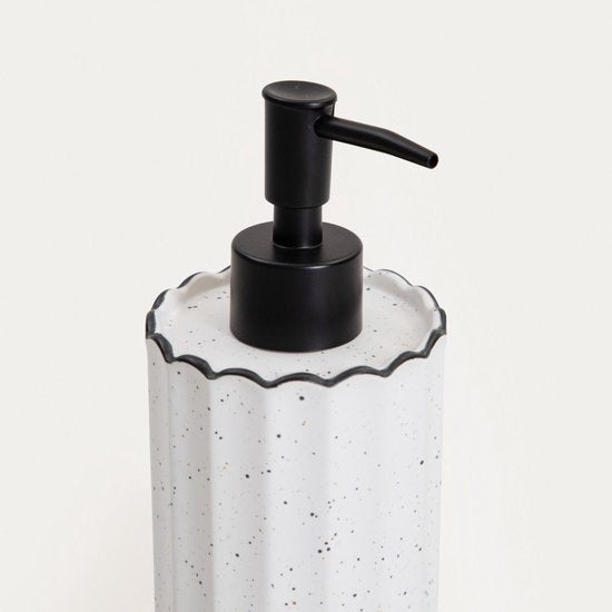 Homla - Distributeur de savon Scallop en céramique - Pompe à savon de salle de bain design moderne - Distributeur de savon pour les mains cuisine et salle de bain - Flacon à savon compact en grès luxueux - 0,34 L - 7,5 x 17,8 cm - Blanc