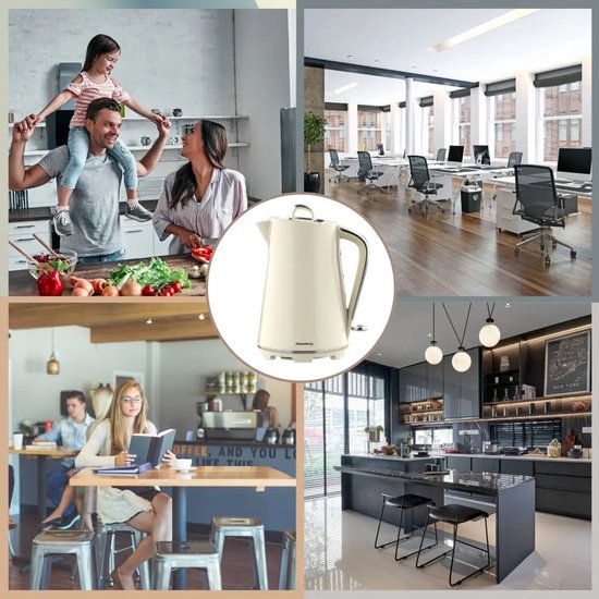Klausberg - Bouilloire - Bouilloire électrique - Théière & Cafetière - Grande bouilloire électrique rapide - Bouilloire de cuisine moderne - 1,7 L - Inox - 2200W - Crème