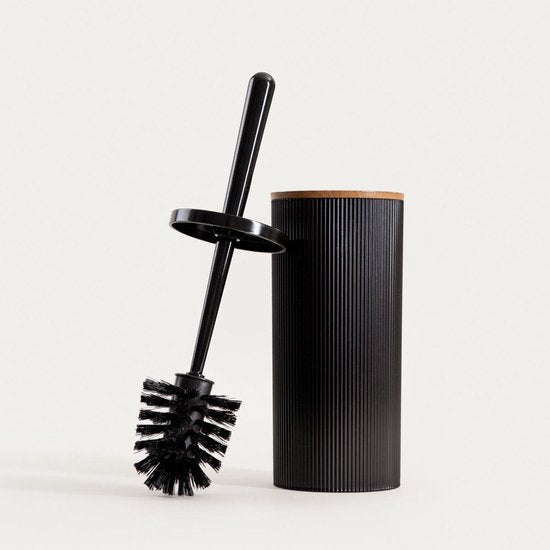 Homla - Diall Toilettenbürste - Badezimmerzubehör - WC-Bürste mit Halter - Hygienische Toilettenbürste Badezimmer - Modernes WC-Zubehör - Langlebige Toilettenbürste - Kunststoff - 10,5 x 10,5 x 33,5 cm - Schwarz