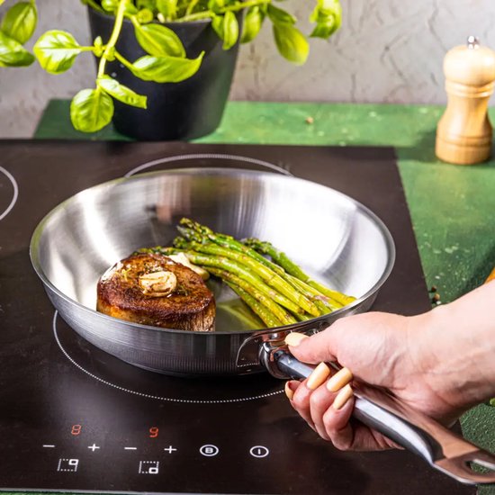 Poêle à frire en inox Kinghoff KH-2019 – Ø24 cm – Sans revêtement antiadhésif
