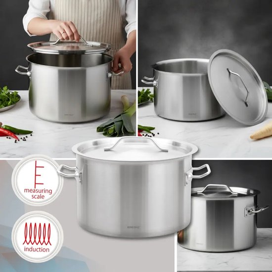 Cooking Pot - Catering Pan - Large Soup Pot with Lid - Stockpot - Induction Suitable - for Soup, Pasta & Stews - 17L - Ø32 cm - Stainless Steel