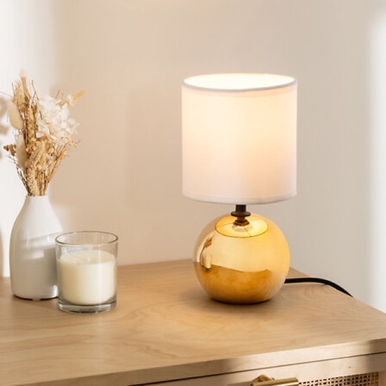 Timéo bol tafellamp goud, set van 2 – keramiek, 25 cm hoog – foto 2