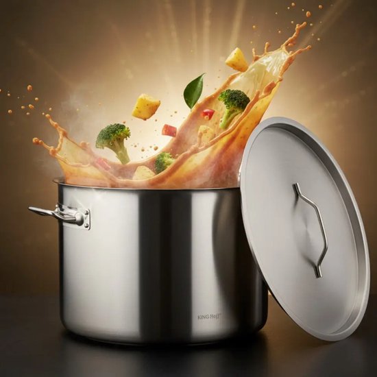 Cooking Pot - Large Soup Pot - Stockpot with Lid - for Soup, Pasta & Stews - Induction Suitable - 9L - Stainless Steel - Ø25 x 18 cm - Silver