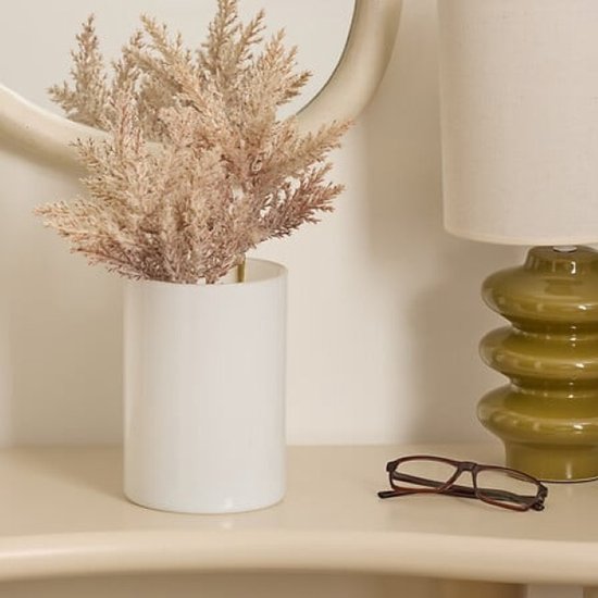 Lidy Vaas - Vase en verre - Lot de 2 - Vase à fleurs décoratif - Ø14 x 20 cm - Blanc