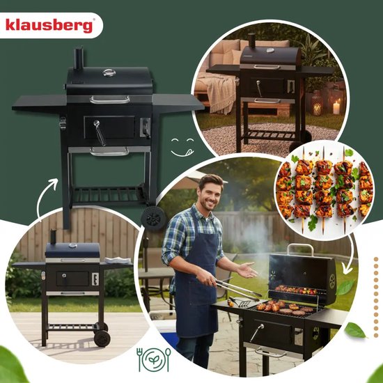 Klausberg KB-9034 houtskoolbarbecue met deksel en thermometer – 42 x 30 cm – foto 2