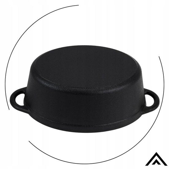 Hage - Cocotte - Cocotte en fonte avec couvercle - Pour induction, gaz, four, grill et feu - 6,2 litres - 34 x 25 x 13,5 cm - Noir