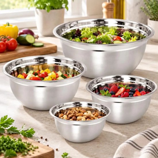 Kinghoff KH -2059 Edelstahlschüsseln – 4er-Set – Ø 18-26 cm