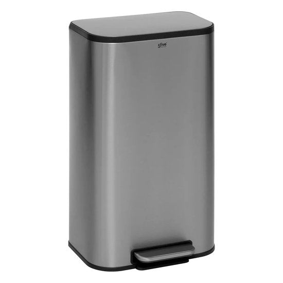 Poubelle 5Five Norvik - argent mat - métal inox - 30 litres - 36 x 30 x 61 cm - corbeille à déchets