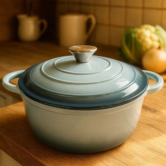 Hage gietijzeren braadpan met deksel – 5 liter, Ø 26 cm, mintgroen – foto 2
