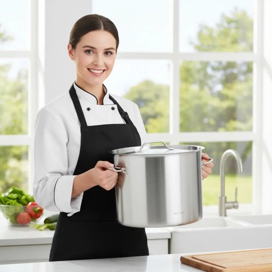 Cooking Pot - Catering Pot - Extra Large Soup Pot with Lid - Stockpot - Induction Suitable - for Soup, Pasta & Stews - 44L - Ø45 cm - Stainless Steel