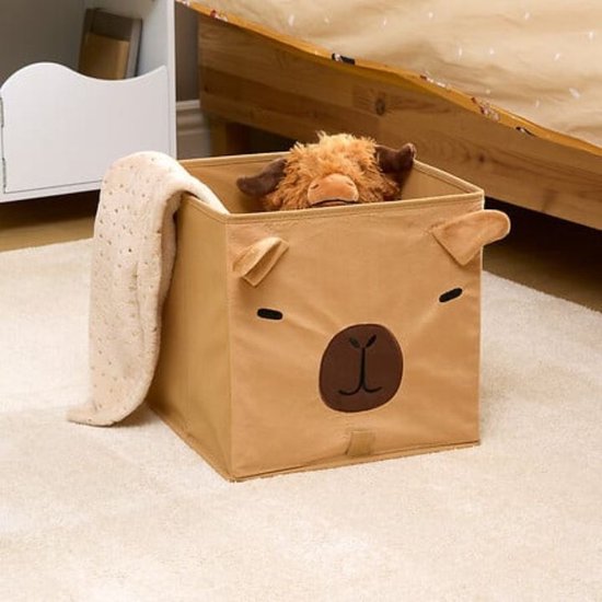 Opvouwbare opbergmand kinderen capybara, 29x29x29 cm, bruin