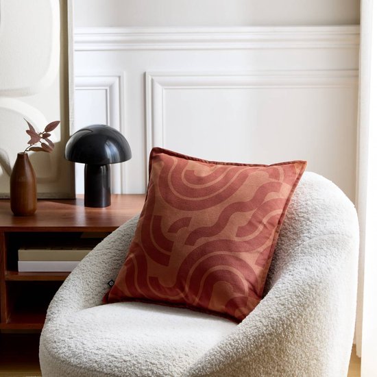 Atmosphera Lilou vierkant kussen 45 x 45 cm, fluweel look met print