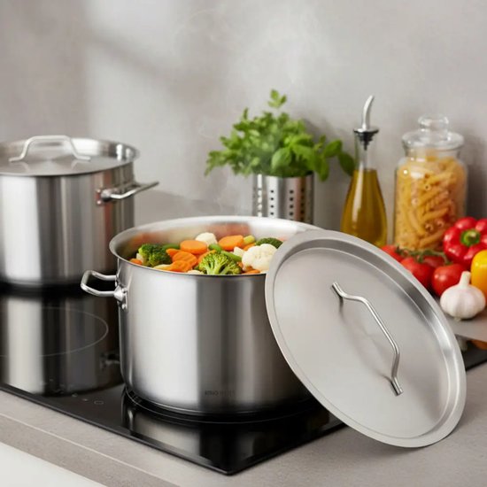 Cooking Pot - Catering Pot - Extra Large Soup Pot with Lid - Stockpot - Induction Suitable - for Soup, Pasta & Stews - 44L - Ø45 cm - Stainless Steel
