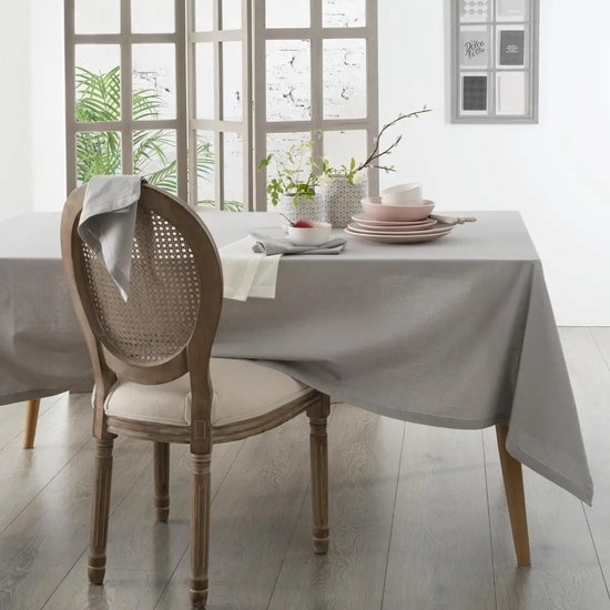 Atmosphera Tischdecke - grau - Baumwolle - 240 x 140 cm - rechteckig - Tischtuch