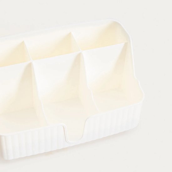 Homla - Organisateur de salle de bain Diall - Organisateur à compartiments - Bac de rangement pour cosmétiques et accessoires - Rangement en plastique - Organisateur de comptoir - 22 x 10 x 13 cm - Blanc