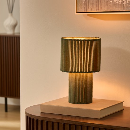 Atmosphera Jolina Cord-Tischleuchte - Ø17xH28 cm - Grün