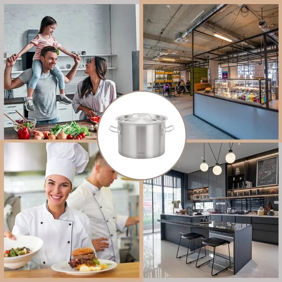 Cooking Pot - Catering Pot - Extra Large Soup Pot with Lid - Stockpot - Induction Suitable - for Soup, Pasta & Stews - 44L - Ø45 cm - Stainless Steel