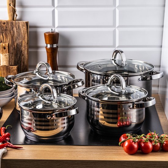 Klausberg 7694 - 8-piece cookware set - cooking pots - 16-18-20-24 cm - with lids