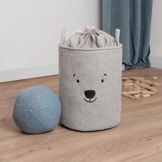 SIPO Toy Baskets Bouclé – Set of 2 – Bear Design – 43 L – Brown/Grey