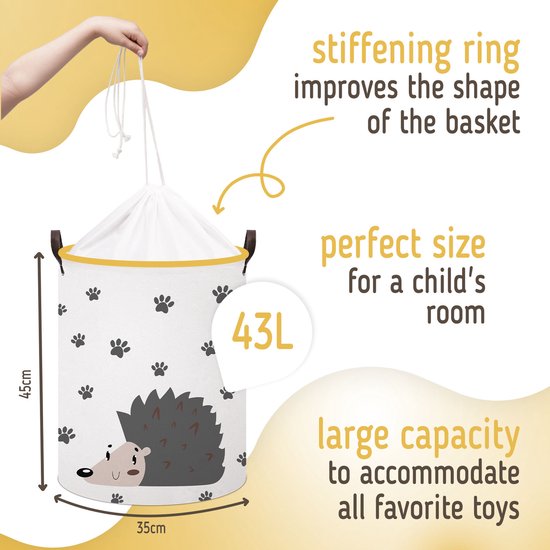 SIPO Toy Baskets – Set of 2 – Hedgehog/Hippo – 43 L – Multicolor
