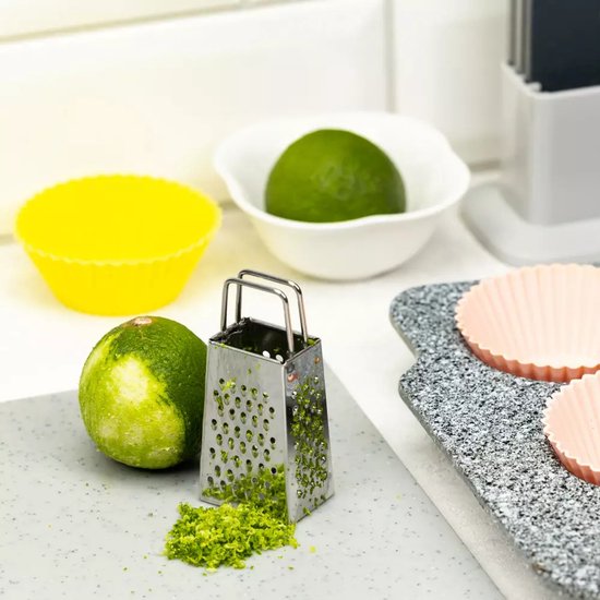 Kinghoff KH-3181 Mini square stainless steel grater, hand grater, slicer for cheese, fruit, ginger, vegetables and herbs