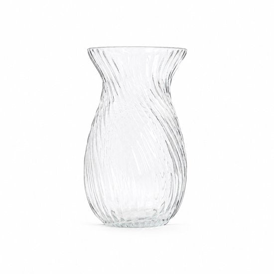 Homla - Vaas - Bloemenvaas - Moderne Decoratieve Vaas - Geribbelde Glazen Vaas - Fluted Design voor Verse Bloemen & Droogbloemen - Ø12 x 20,5 cm - Transparant