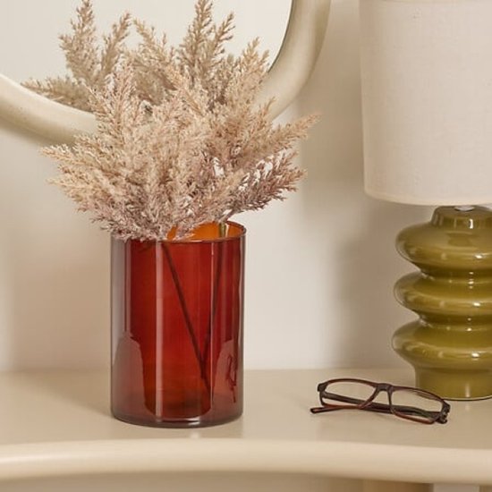 Lidy Vase - Vase en verre - Lot de 2 - Vase à fleurs décoratif - Ø14 x 20 cm - Brun ambré