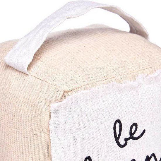 Giftdecor deurstopper Be happy – beige canvas, 1 kilo, 14,5 x 16 x 19 cm – foto 3