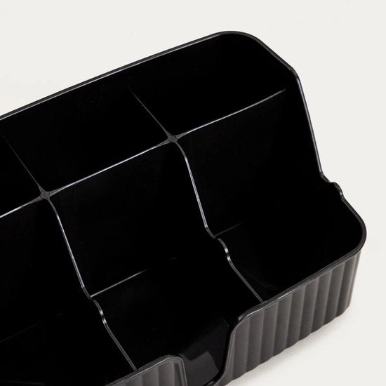 Homla - Organisateur de salle de bain Diall - Organisateur à compartiments - Bac de rangement pour cosmétiques et accessoires - Rangement en plastique - Organisateur de comptoir - 22 x 10 x 13 cm - Noir