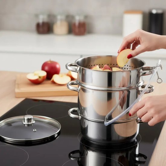Klausberg Steam Juicer for Fruit & Vegetables - Induction Suitable - Juicer with Tube - 8L - Stainless Steel - Ø26cm - Silver