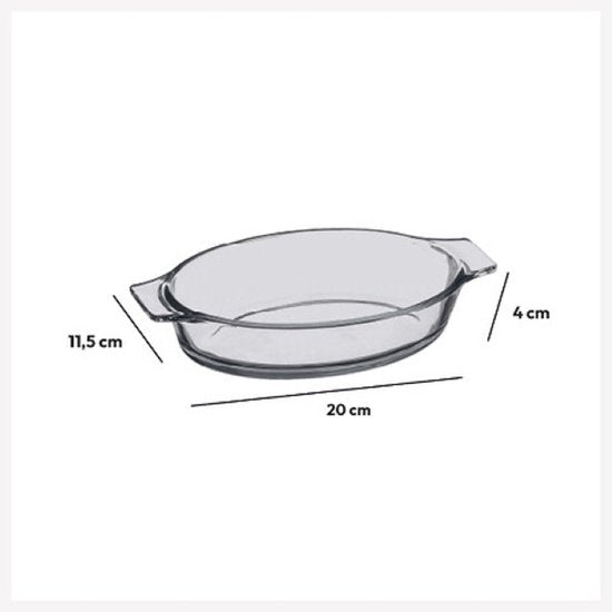 Auflaufform - Mini-Auflaufformen oval - Backform - 2er-Set - Borosilikatglas - Oval - 0,4 l - 20 x 11 cm - Transparent