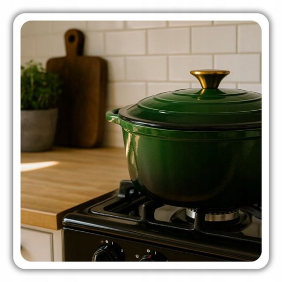 Hage - Dutch Oven - Enameled Cast Iron Dutch Oven - Casserole - Suitable for Induction, Gas & Oven - Includes Trivet & Handle Protectors - 3 Liters - Ø22 x 9.5 cm - Dark Green
