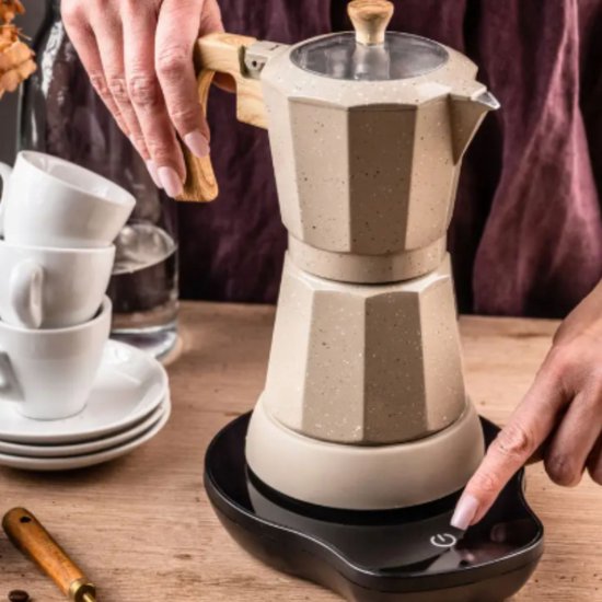 Klausberg elektrische mokapot KB-7999 – espresso koffiemaker 300 ml, beige – foto 2