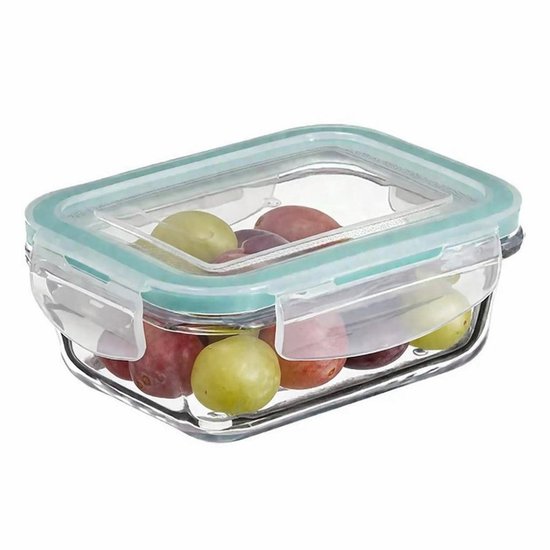 5Five Frischhaltedose mit Deckel - Glas - luftdicht - mit Clips - 14 x 10 x 5 cm - 0,73 L