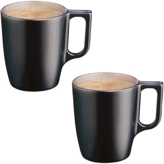 Tasse - Moderne Kaffeetassen - Glastasse - 2er-Set - Luxuriöse Trinkgläser für Kaffee & Tee - 250 ml - 10,4 x 10,4 x 9,2 cm - Schwarz