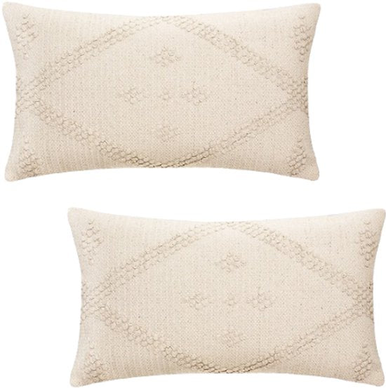 Safari 3D Scatter Cushions - Set of 2 - Decorative Pillows with Relief - Cushion Inner - Soft Polyester / Rayon - 38 x 58 cm - Beige