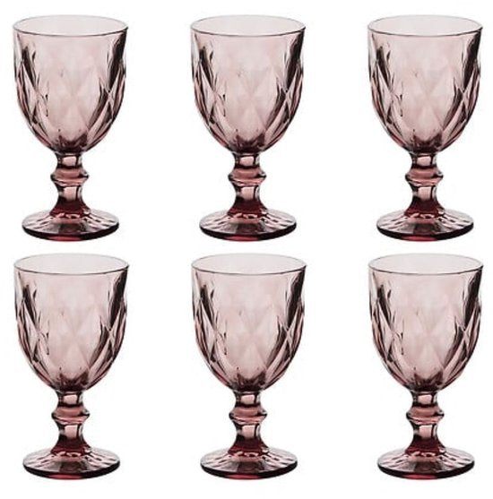 Verres - Verre à cocktail - Set de 6 - Verres - Design élégant - Pour le vin & occasions festives - Lavable au lave-vaisselle - 235 ml - Rose