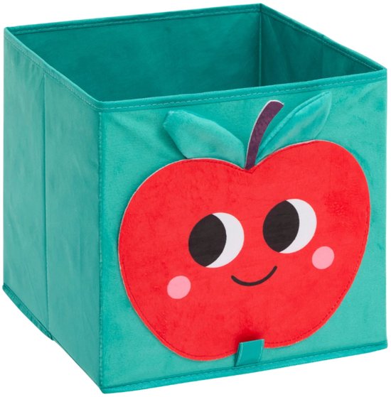 Atmosphera opbergmand kinderkamer appel – blauw, opvouwbaar, 29 x 29 x 29 cm