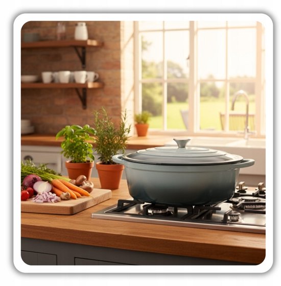 Hage - Cast Iron Casserole - Dutch Oven - Cast Iron Casserole with Lid - Enamelled - Suitable for Induction & Oven - 6 Litres - 34 x 26 x 18 cm - Pastel Teal