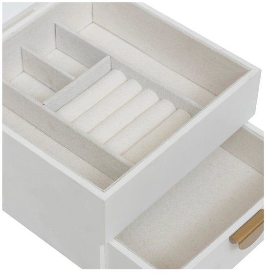 Boîte à bijoux Atmosphera Bombay - 20 x 20 x 13 cm - Blanc ivoire - Coffret à bijoux avec couvercle - avec miroir et tiroir