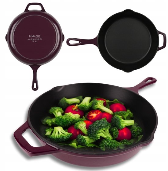 Staub - Poêle en fonte - Poêle émaillée à bords hauts - Compatible induction, gaz, électrique et four - Pour saisir et rôtir - Répartition homogène de la chaleur - Poignée ergonomique - Ø 26 cm - Aubergine