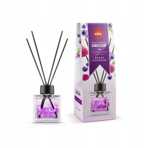 Elix - Geurstokjes - Geurstokjes met Kralen - Luchtverfrisser - Interieur Parfum Diffuser – Geurstokjes Langdurige Geur - Decoratieve Aroma Diffuser - voor Woonkamer & Badkamer - 100 ml - Berry Paradise