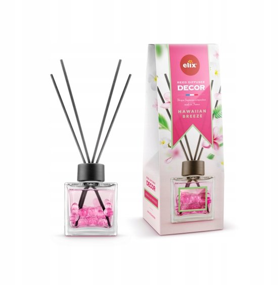 Elix - Geurstokjes - Geurstokjes met Kralen - Luchtverfrisser - Interieur Parfum Diffuser – Geurstokjes Langdurige Geur - Decoratieve Aroma Diffuser - voor Woonkamer & Badkamer - 100 ml - Hawaiian Breeze